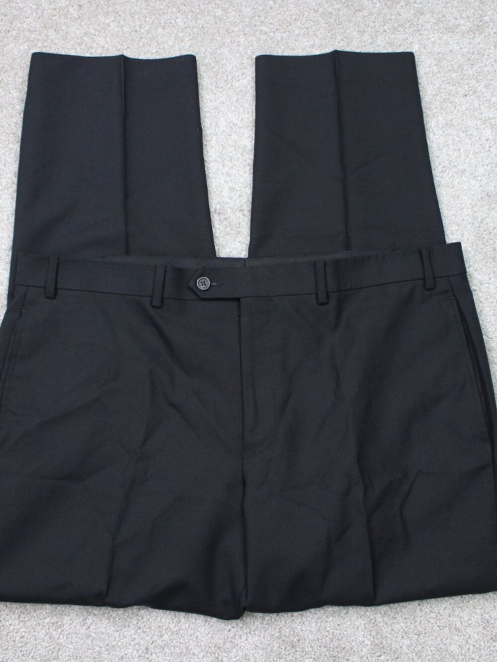 LAUREN Ralph Lauren Dress Pants Mens 38x30 Black Total Comfort 100% Wool Pleated